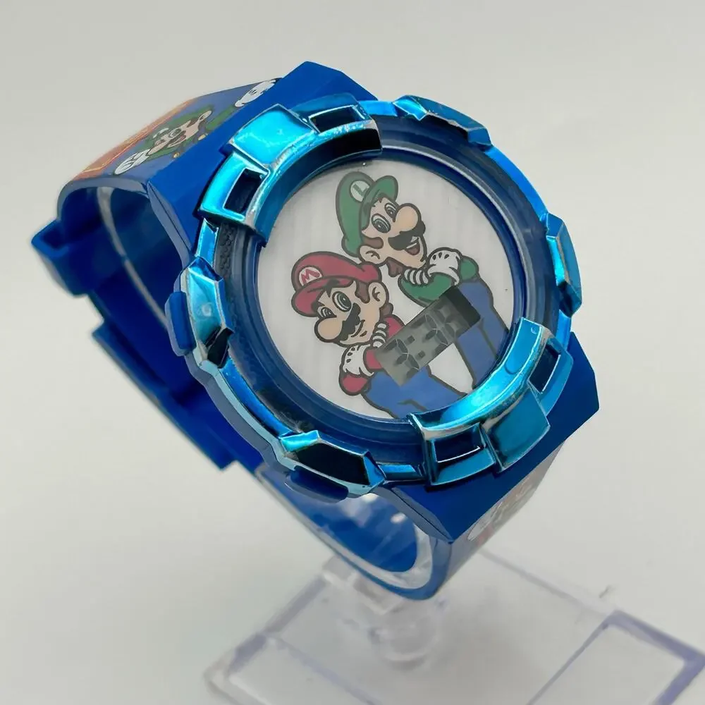 Accutime Super Mario Digital Watch Blue Bezel Working New Battery